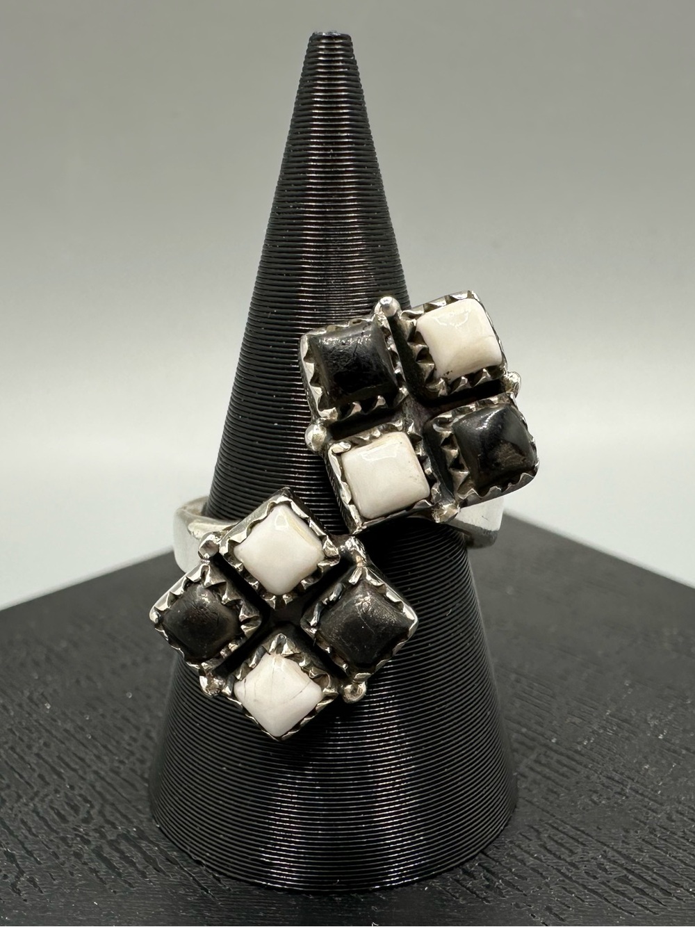 White Buffalo Sterling Silver 925 Ring Handmade Bypass Floater